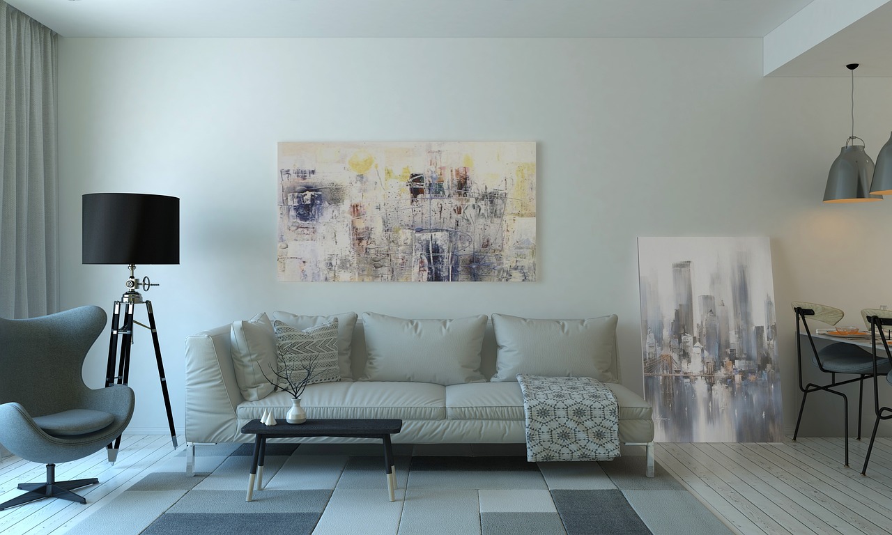 Modern living room with neutral colors